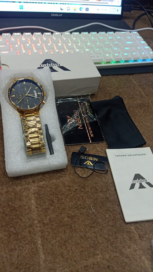 NIBOSI Analog Quartz Chronograph Band Gold Wrist Watch - Image 2